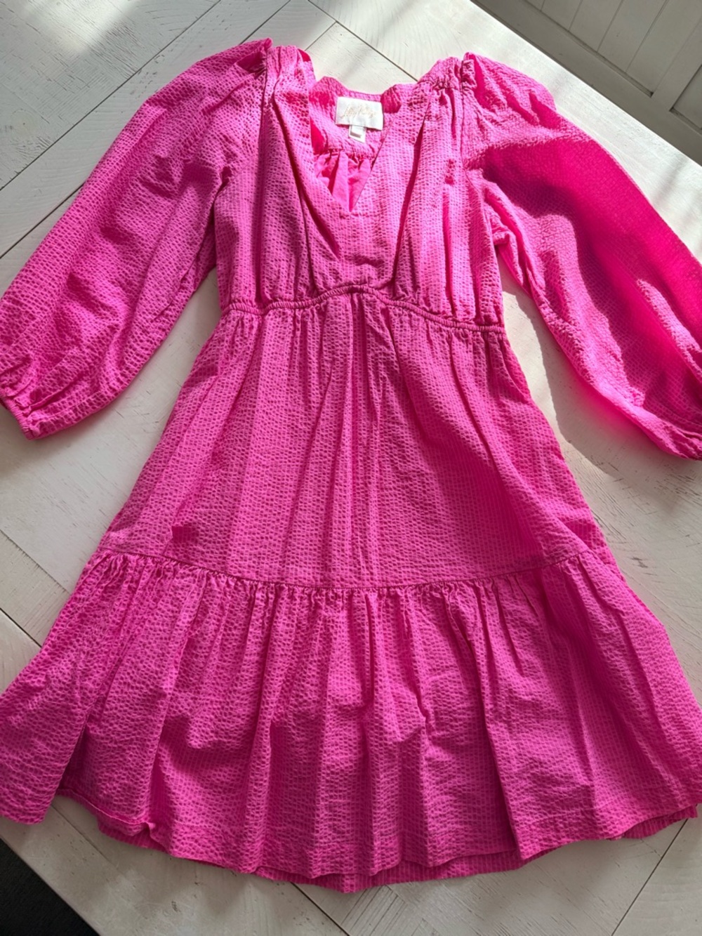 Bright Fuchsia Textured Tiered Dress